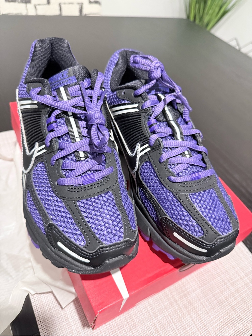Nike Purple and Black Athletic Sneakers with White Swoosh.Nike Zoom Vomero 5 - Picture 9 of 9